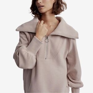 Varley Oversized Zip-Neck Pullover Sweater in Mushroom/Taupe Size Small